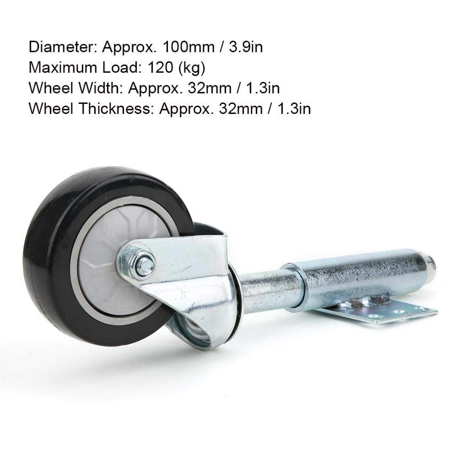 Zwenkwielen, 4 inch nylon doelwiel, veerbelasting, duurzaam, 110 kg draagvermogen, universeel montagerand, houten hek, 360 graden schommelwielen voor buiten
