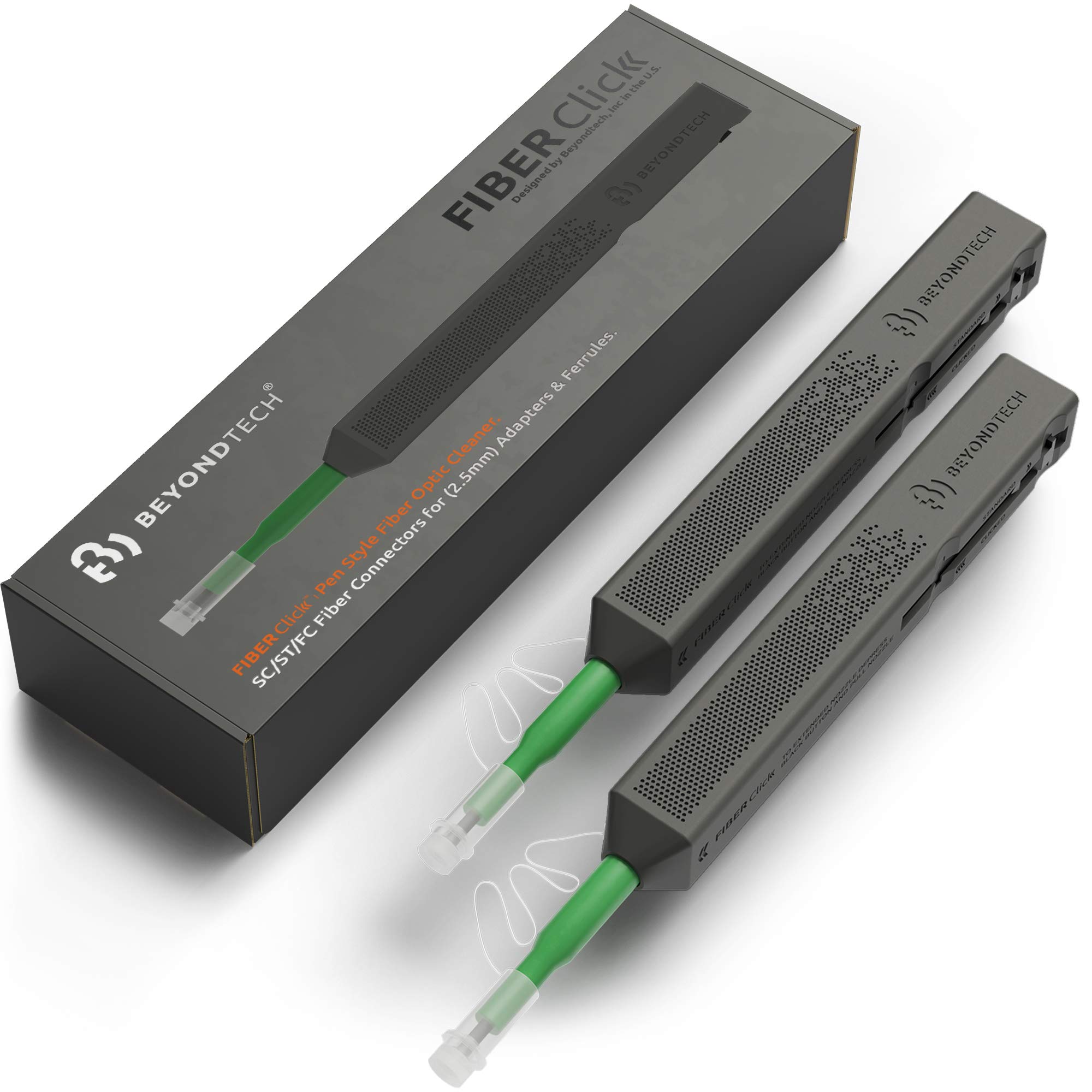 BEYONDTECH SC Fiber Cleaner Pen 2.5mm Compatible with (SC/ST/FC Fiber Optic Cleaner) - 2 Pack FiberClick Series