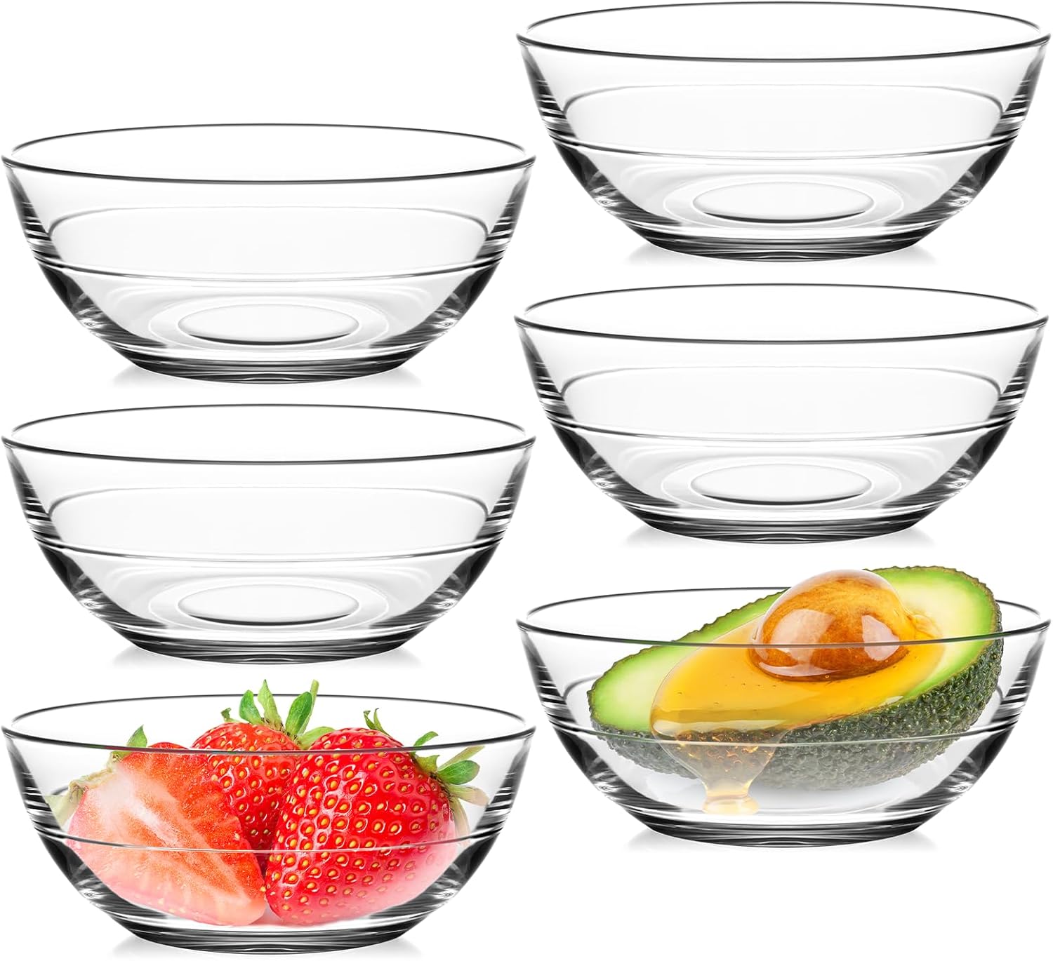 NUTRIUPS 3 Pack Clear Glass Soup Bowl, 8 inch Serving Bowl, Tempered Glass Microwave and Oven Safe