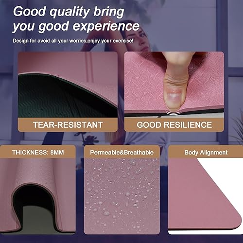 Miniatura 4 de Esterilla de yoga plegable de 72 pulgadas de largo x 32 pulgadas de ancho x 0.32 pulgadas, extra gruesa y ancha, alfombrilla de yoga plegable para