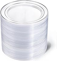 Vista 53 de I00000 60PCS Clear Gold Dessert Plates, Clear Plastic Plates with Gold Rim 7 Inch, Fancy Disposable Wedding Plate Heavy Duty for Thanksgiving