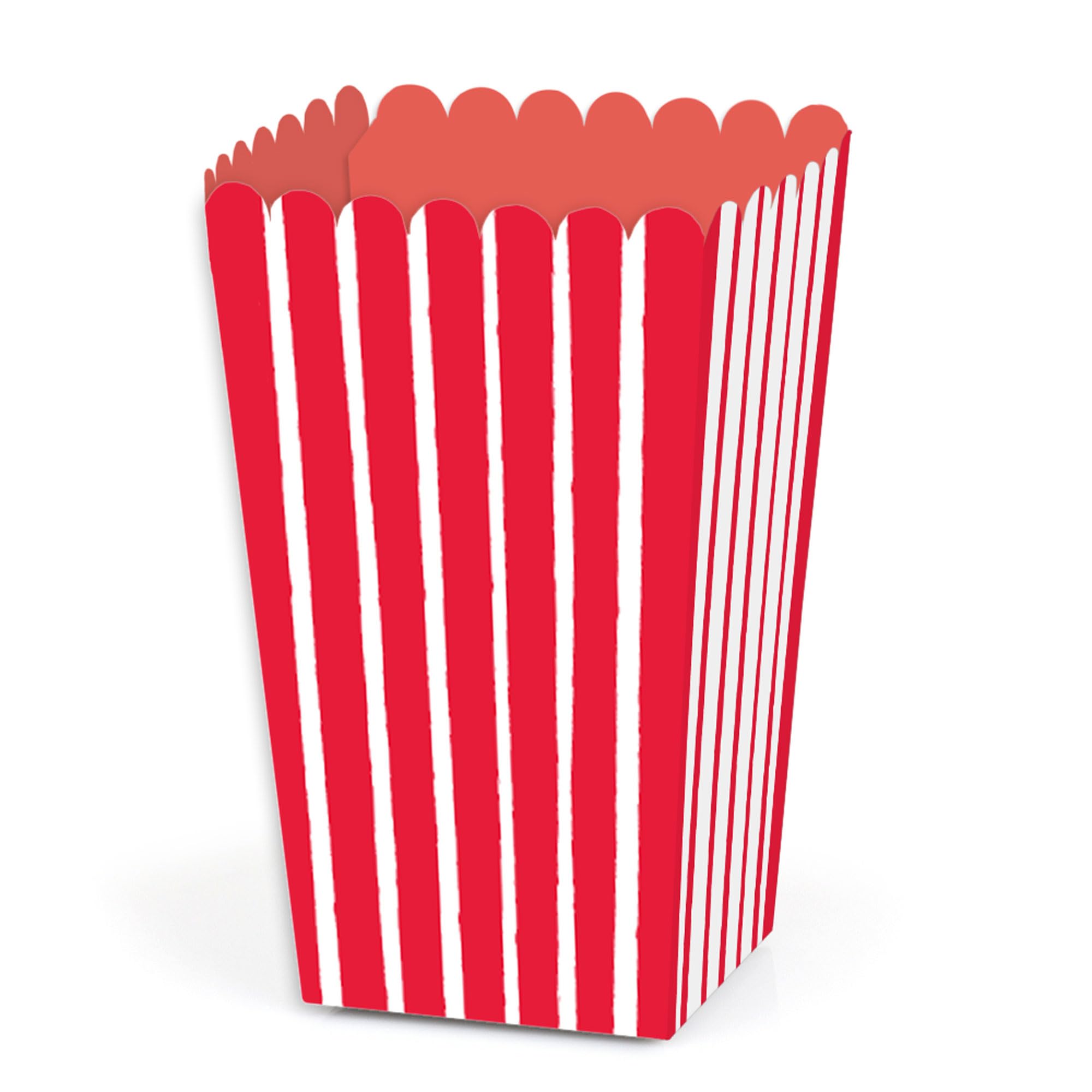 Big Dot of HappinessRed Stripes - Simple Party Favor Popcorn Treat Boxes - Set of 12
