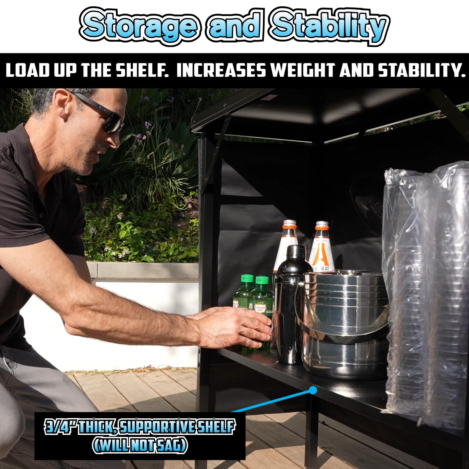 Portable Folding LED Bar With Wireless Remote, 2 Bar Skirts, Storage Shelf & Carrying Case – USA Model