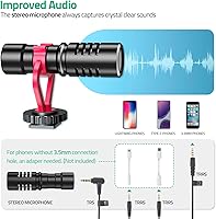 Vista 5 de Kit de videoblogs para teléfono inteligente con luz LED, soporte para teléfono, micrófono, trípode, bolsa de transporte, kit de inicio de YouTube