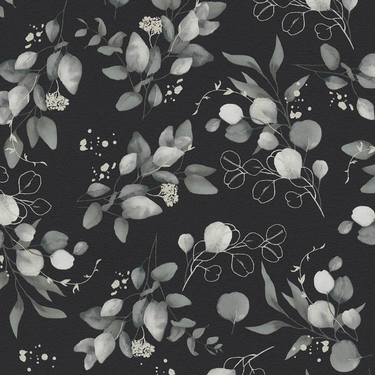 Papier peint intissé luxe aquarelle noir gris Profhome 397685-GU de haute qualité