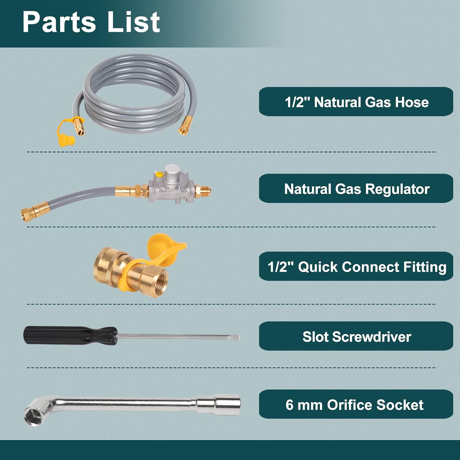 GASPRO 98523 Natural Gas Conversion Kit for Mounment Grill, 12 FT 1/2 Inch NG Hose & Regulator, Propane to Natural Gas Conversion