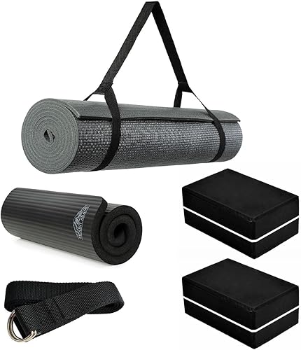 Miniatura 8 de Hello Fit Paquete de 5 o 6 kits de iniciación de ejercicio, accesorios de yoga y accesorios para la escuela, estudio, hogar Negro -,Carbón