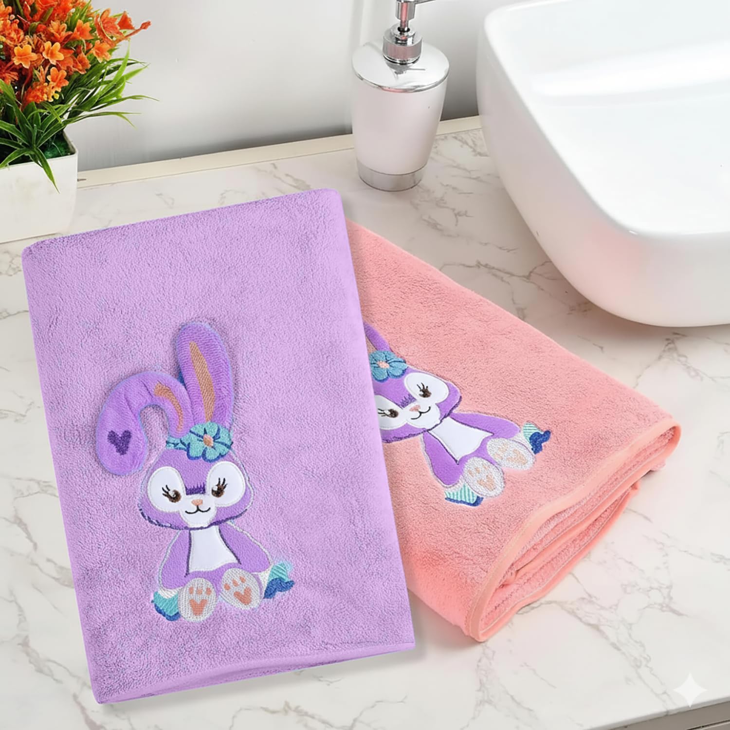 MAXOSHINE Toalla de baño de microfibra para niños, toalla de bebé de conejo de secado rápido, súper absorbente, para recién nacidos, bebés y niños pequeños, toalla súper suave para niños y niñas