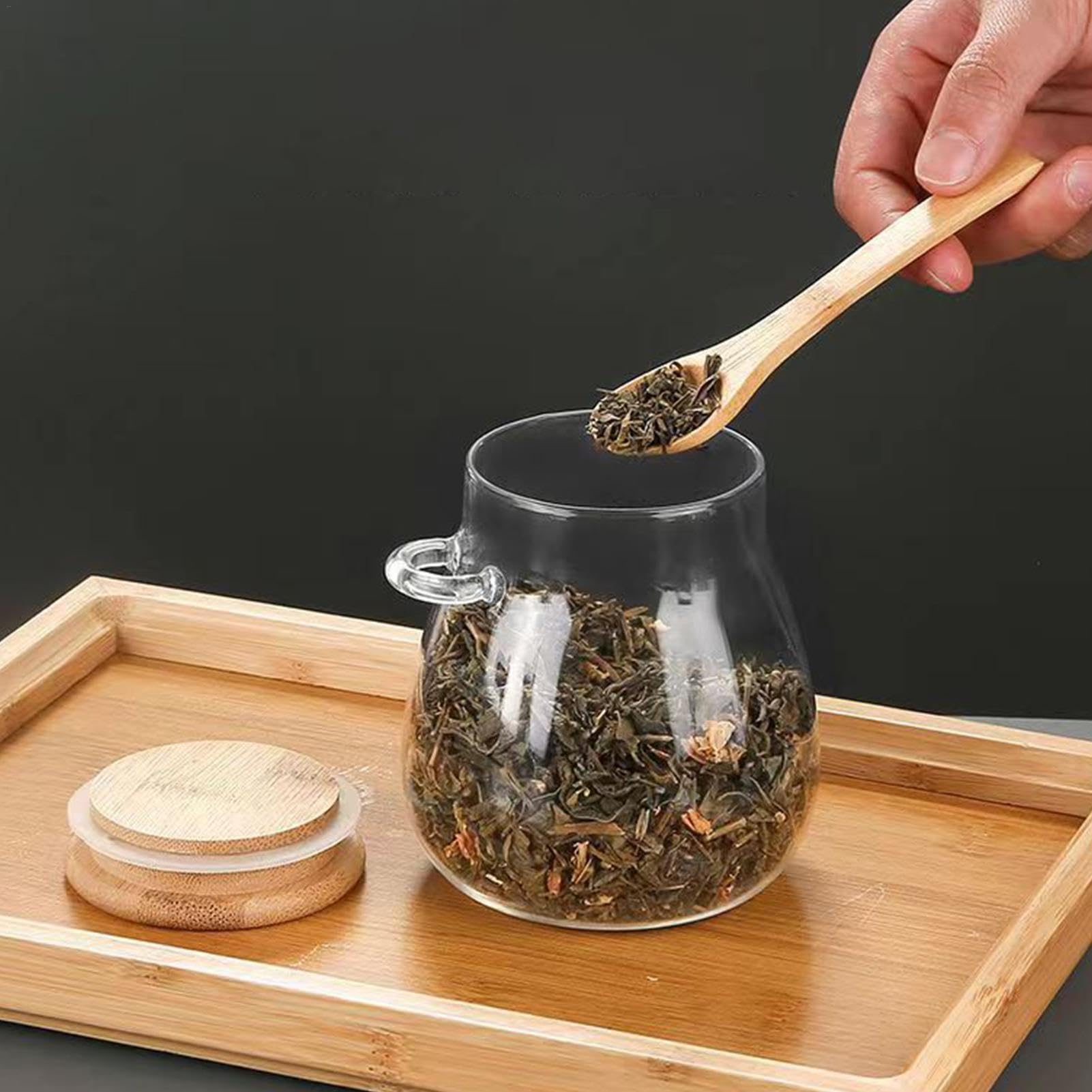 FUNNETOYU Bocal Verre Avec Couvercle Doré Et Cuillère Pot De