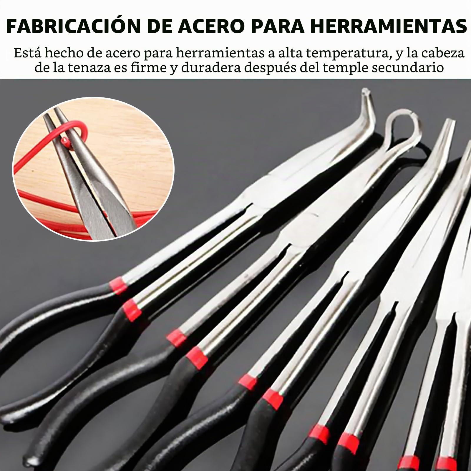 Juego de 5 Alicates de Punta Recta de Aguja de Precisión de 11 Pulgadas Alicates de Largo Alcance Circulares de Largo Alcance, para Carrocería de Automóvil