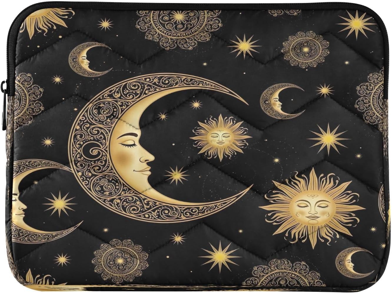 Moon Sun Mandala Black Laptop and Tablet Bag, Slim Laptop Sleeve 13 Inch for Women Men