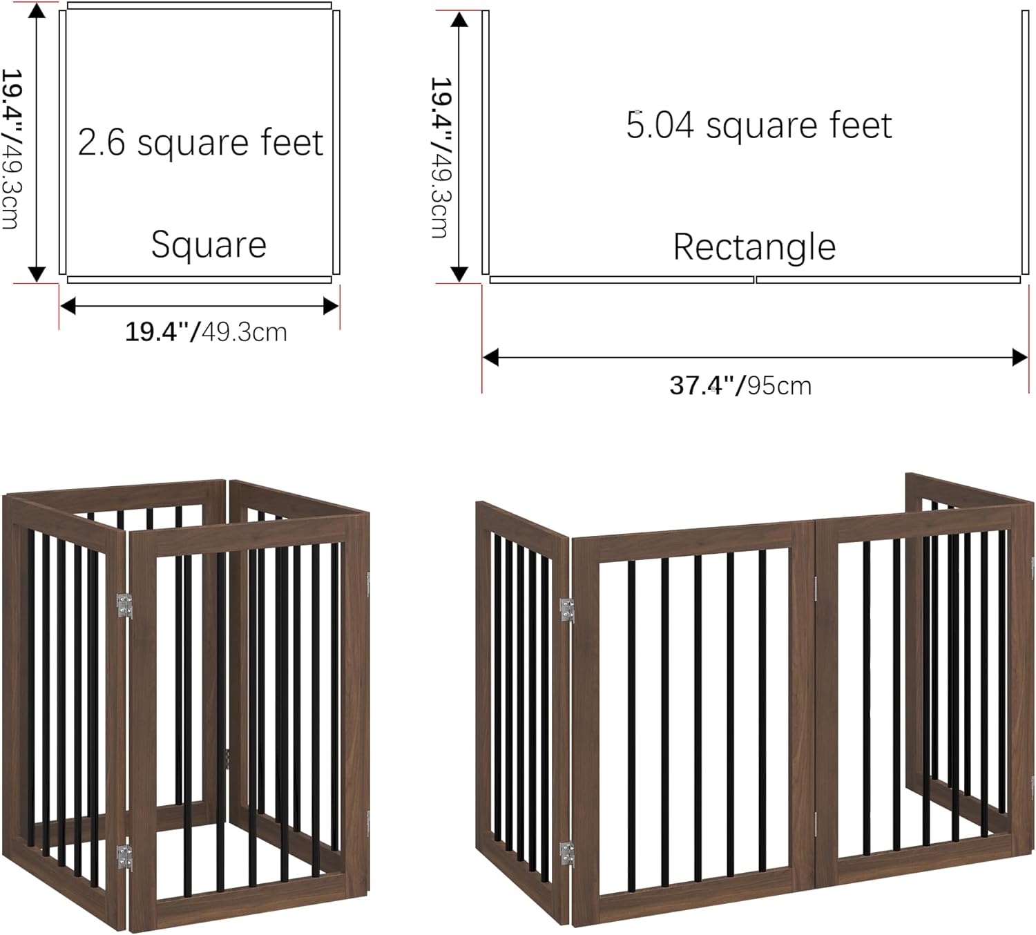 Puerta Plegable Perros SPIRICH - 4 Paneles, 24 Pulgadas, Blanca