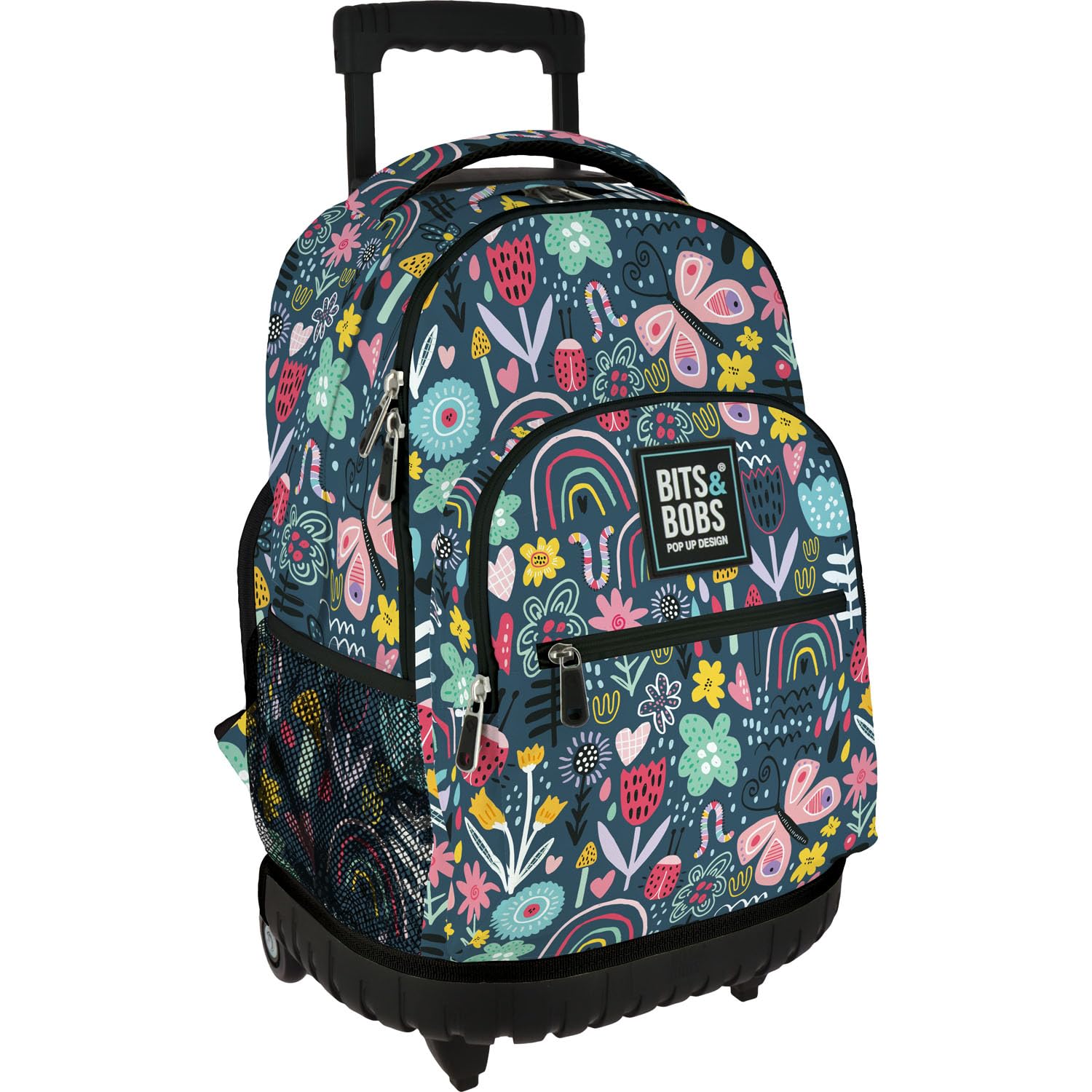Grafoplás | Mochila con Carro Integrado | Ruedas Dobles | 52x37x25cm | Modelo Roller | Colección Botanic | Bits & Bobs Pop Up Design | Perfecto Material Escolar para Infantil y Primaria
