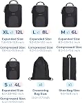 BAGSMART Compression Packing Cubes, 6 Set Packing Cubes for Suitcases, Lightweight Suitcases Organizers Bag Set & Compression Travel Cubes, Travel Essentials Packing Organizers Black