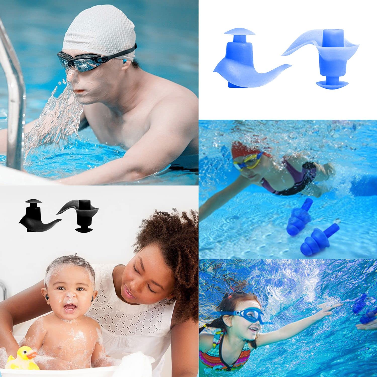 3 paia di tappi per le orecchie da nuoto in silicone per il nuoto per adulti impermeabili riutilizzabili in morbido silicone tappi per le orecchie per la doccia nuoto surf snorkeling e altri sport