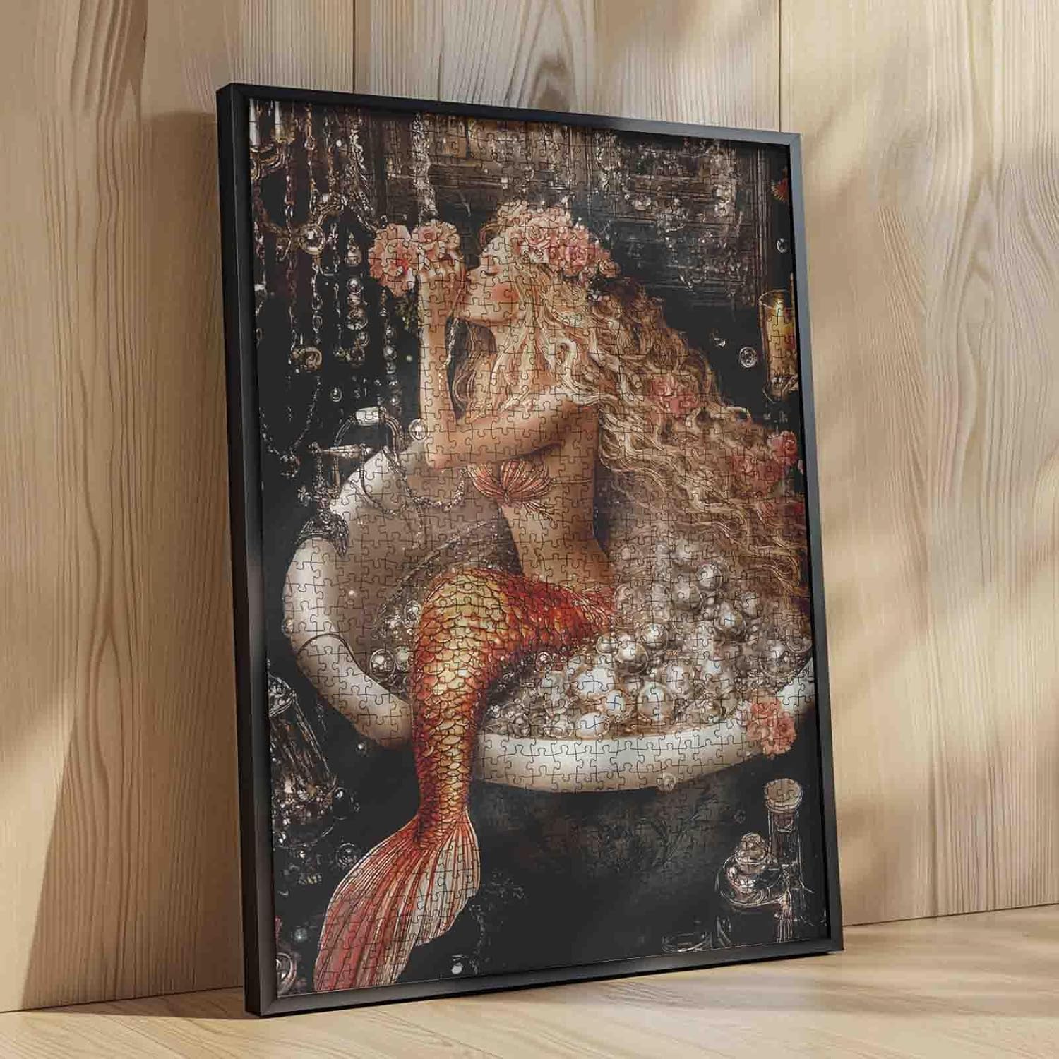 Blonde Mermaid in Bathtub1000 Piece Jigsaw Puzzles for Adults Elegant Bathtub Scene Art Jigsaw Puzzles for Challenging Family Activity Colorful DIY Art Puzzle Home Wall Decor Unique Gifts
