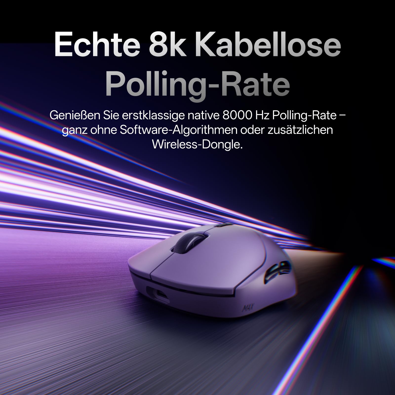 Rapoo VT2 MAX - Mouse da gioco senza fili, 30 K, sensore DPI reale, 8000 Hz, 53 g, ultra leggero, batteria 750 ore, Nordic nRF54L15 MCU, 120 milioni di interruttori ottici, 10 pulsanti programmabili