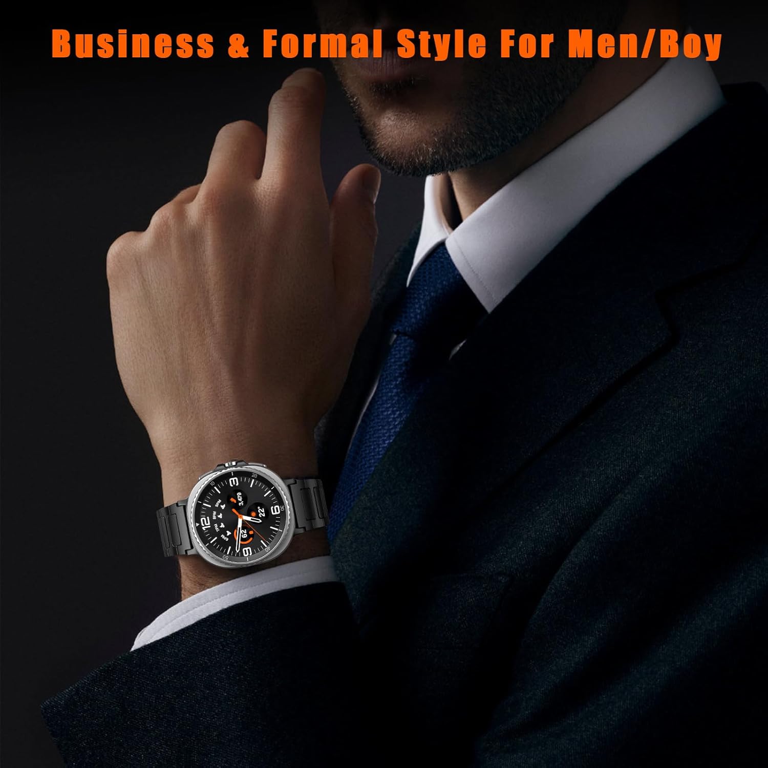 Stainless Steel Band For Galaxy Watch 8 Classic 46mm/Galaxy Watch 8 40mm 44mm Bands, Solid Metal Business Replacement Strap For Samsung Galaxy Watch 8 Band Men Women,Black - Image 9