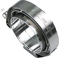 Vista 1 de HFS (R) Abrazadera de banda en V de acero inoxidable 304 con brida macho hembra liberación rápida para sistema de escape (3.5 pulgadas)