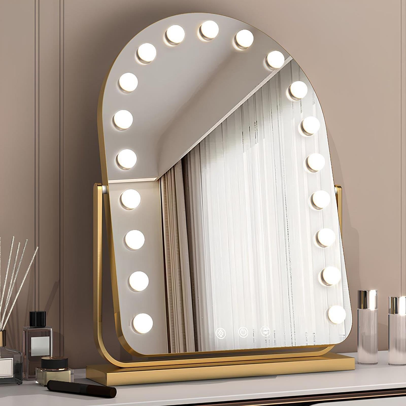 Hollywood Makeup Mirror with LED Light and Metal Base