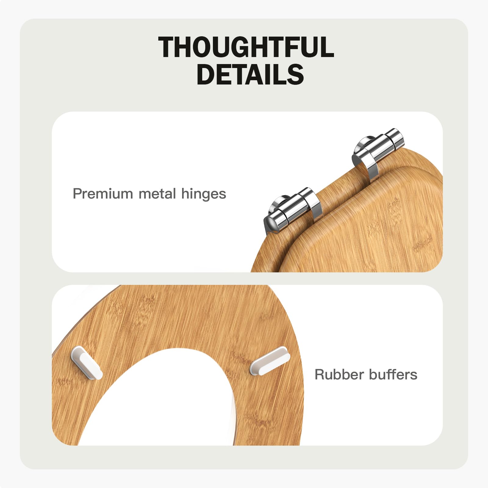 Pipishell tapa wc de Madera en Forma de O con Mecanismo de Cierre Suave y Bisagras de Metal Liso, tapadera wc universal de MDF de Cierre Lento, Fácil Montaje y Limpieza