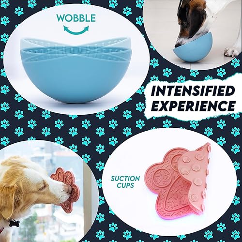 Miniatura 5 de Generic Tazón de alimentación lenta con alfombrilla para lamer para perros, azul, silicona