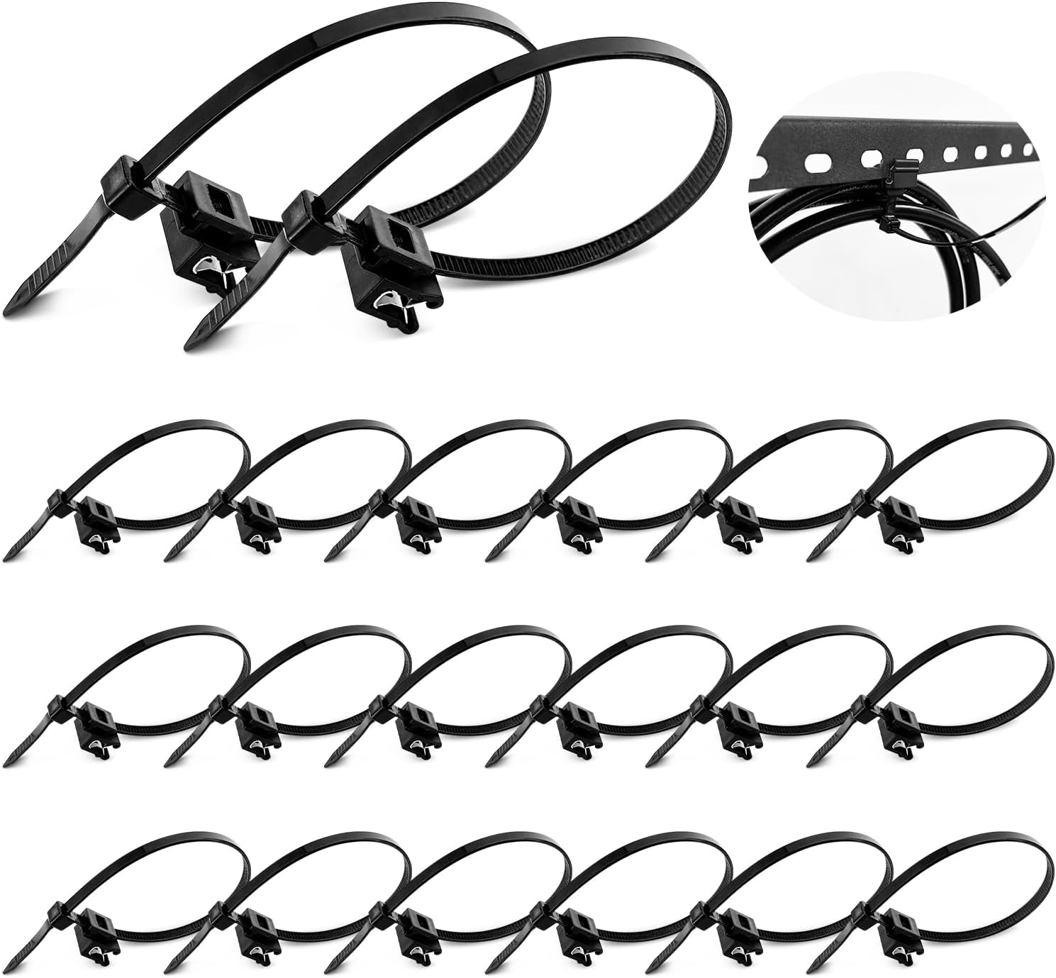 Plastic Cable Ties with Edge Clip Pack of 20 Nylon Cable Ties with Edge Clip Cable Ties with Clip for Solar Mounting Clip Solar Mounting Clip Photovoltaic and Cable Management 4.6 x 200 mm