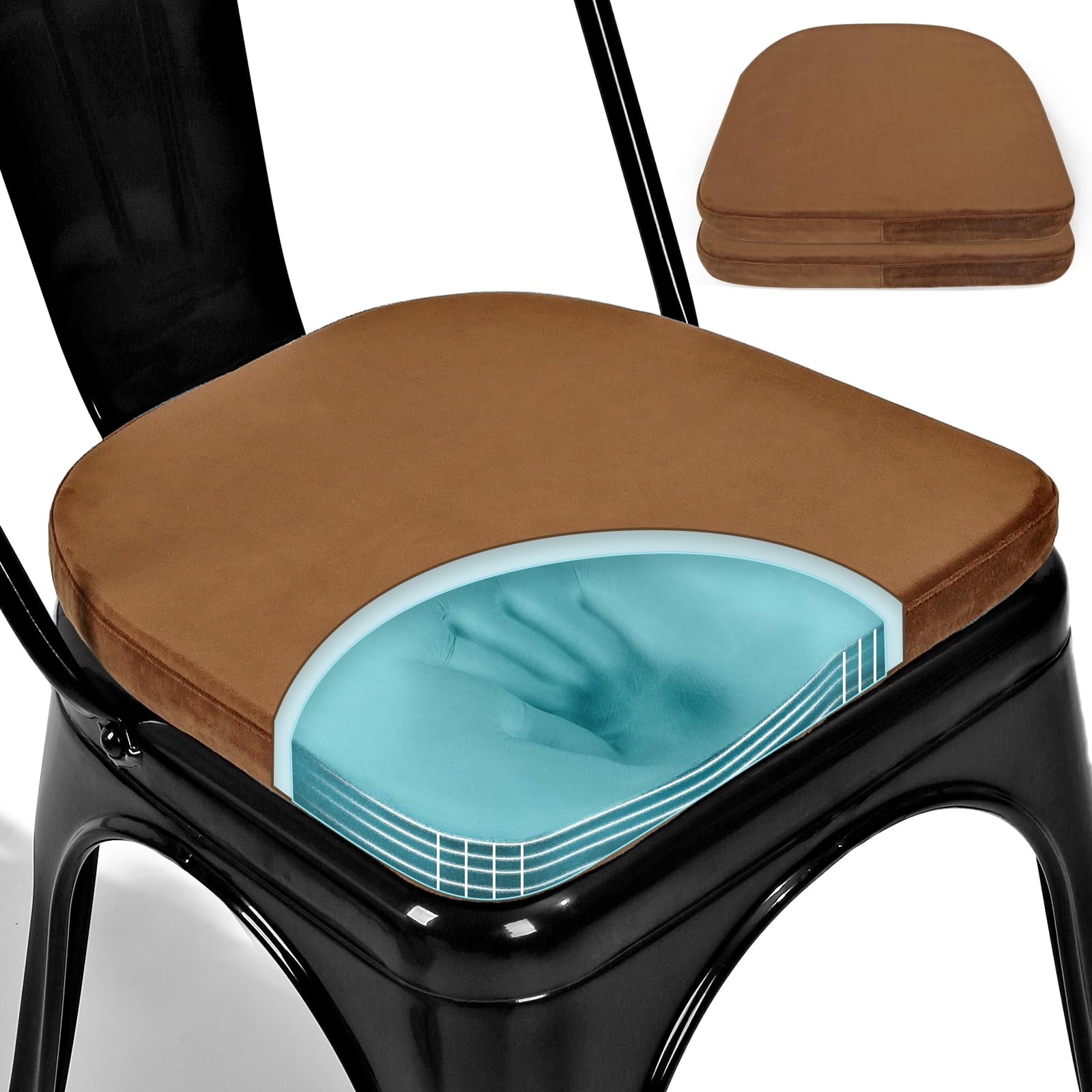 Photo 1 of SINOSSO U-Shape Chair Cushions (2-Count, Brown)