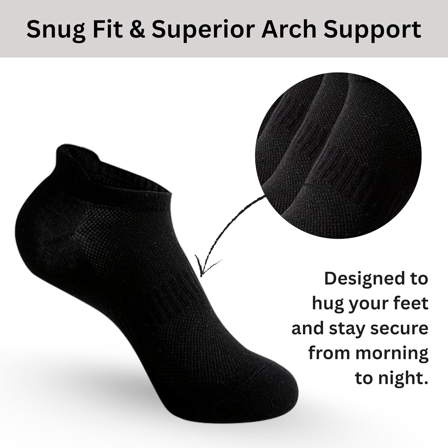 RELY+ Women's Ankle Socks - 6 Pairs Low Cut Tab & No Show Athletics Sports Running (Black White & Grey) - Image 4