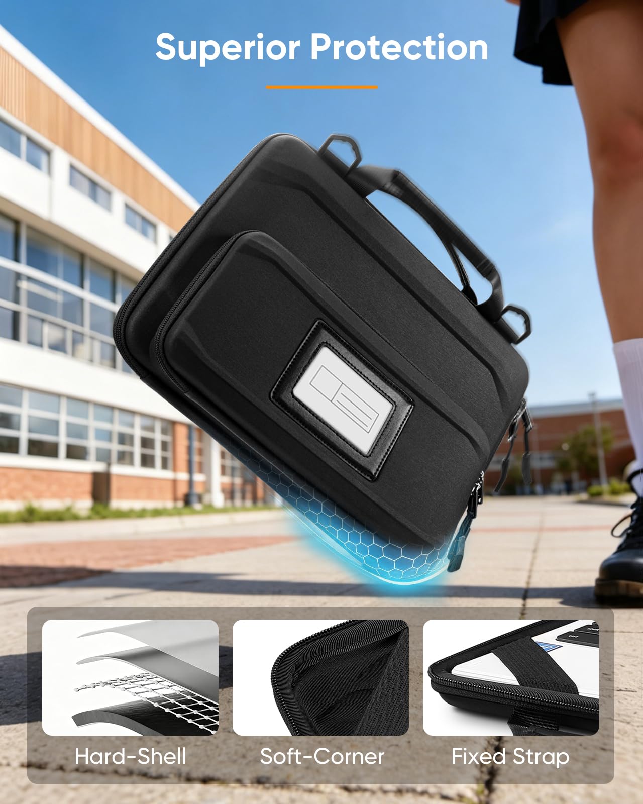 Fintie Stoßfeste Schutzhülle für MacBook Neo (A3404, 2026), Schwarz | Schutzhülle mit Griff, abnehmbarer Schultergurt, Zubehörfach, Ausweisfach, wasserabweisende Tasche