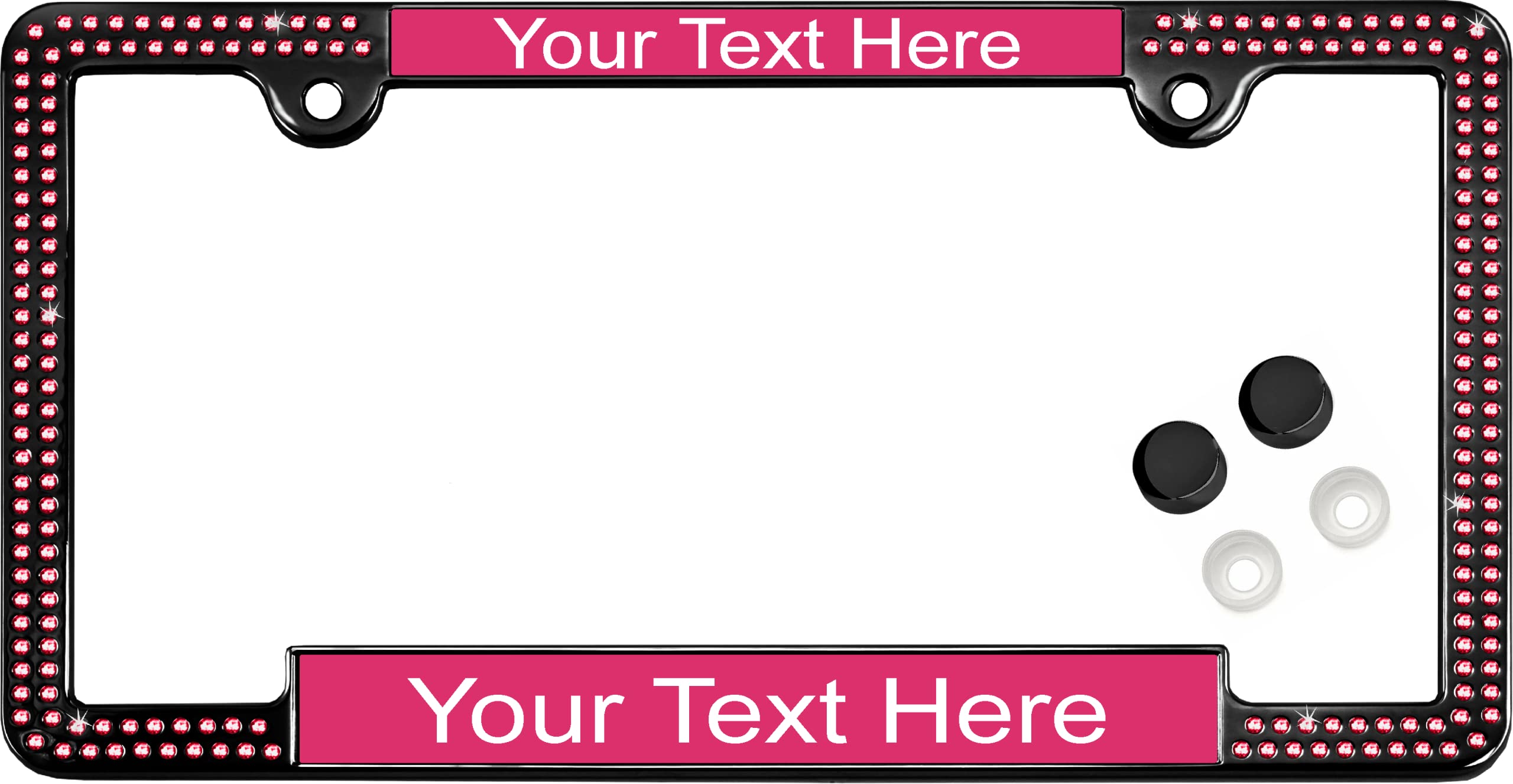 Crystals - Custom Personalized Black Metal Car License Plate Frame with Pink Cr - Picture 37 of 132