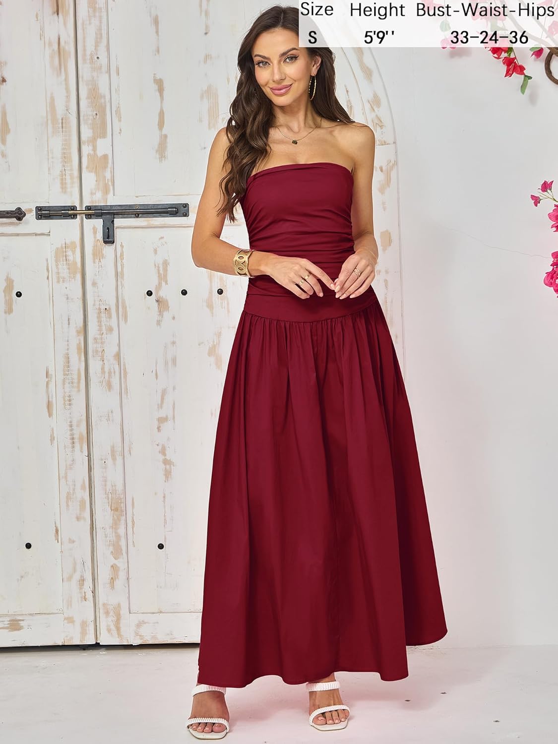 Yulaviniee Women's Strapless Tube Top Corset Maxi Dress for Wedding Guest, Elegant Party Dress