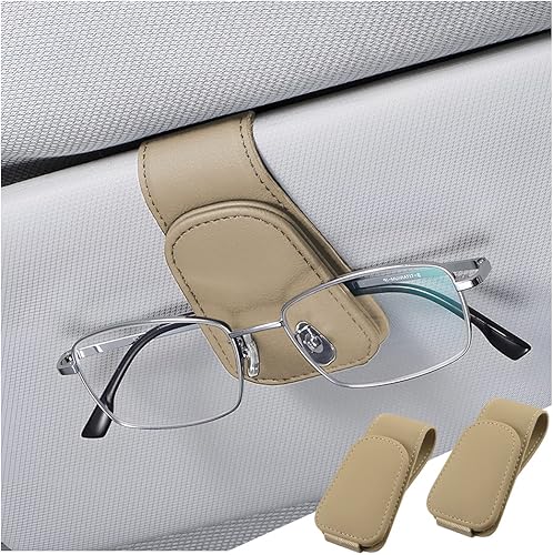 zipelo - Soporte para gafas de sol para coche, 2 piezas, soporte magnético de piel para colgar gafas, clip para montar gafas de sol en viseras,