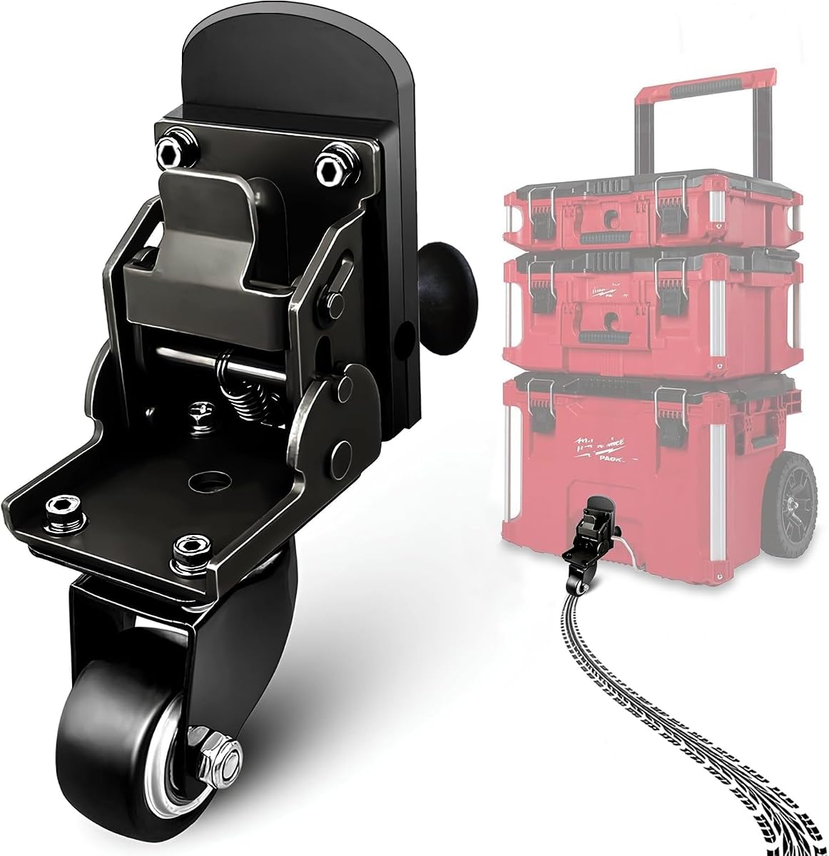 Upgraded Packout Caster Wheel kit fit for Milwaukee Packout Rolling Tool Box, Steel Construction Front Swivel Wheels Accessories for Milwaukee Packout Organizer, 200 Lbs Load Capacity