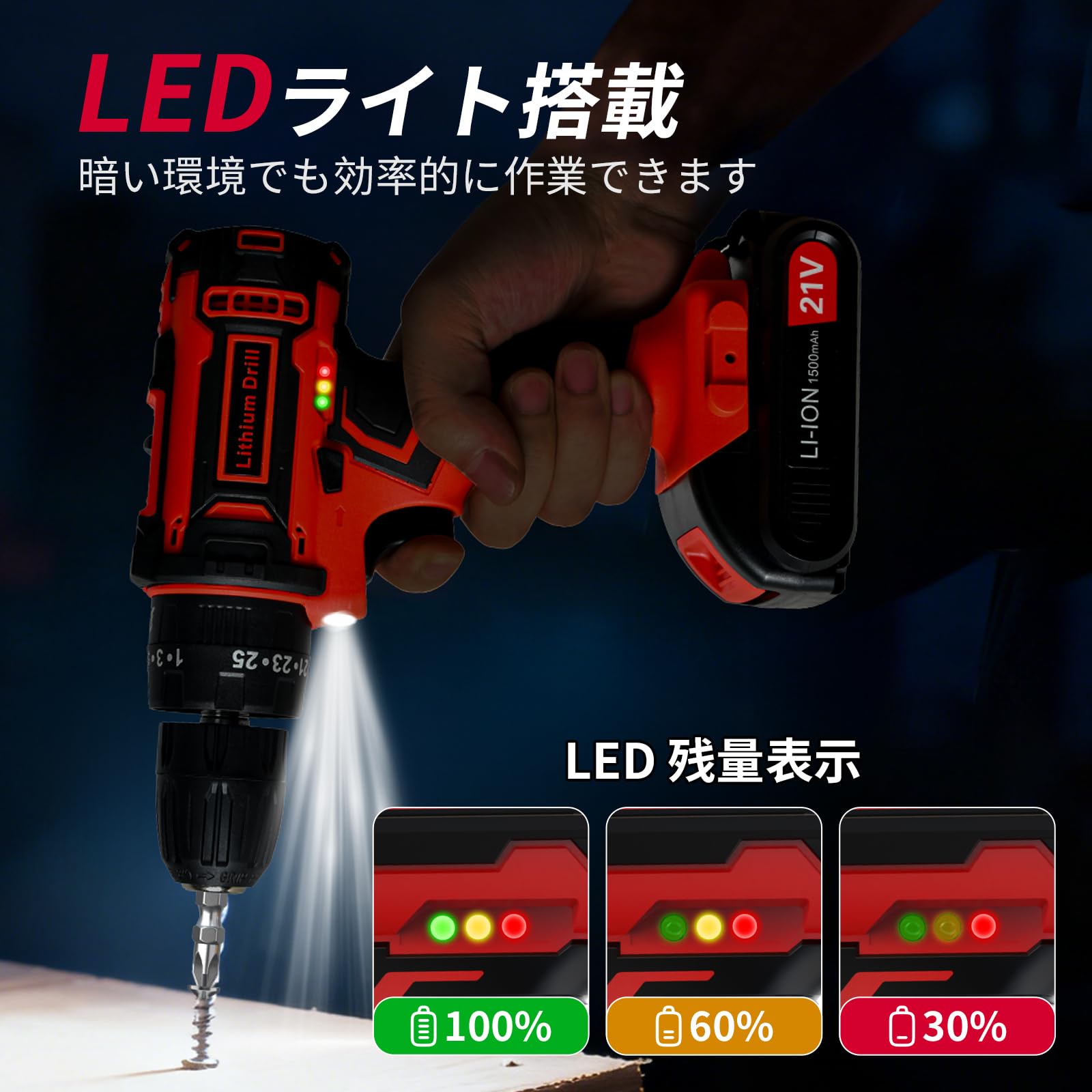 Amazon | 電動ドライバー【2026新強化版＆1台3役 21V 3000mAh