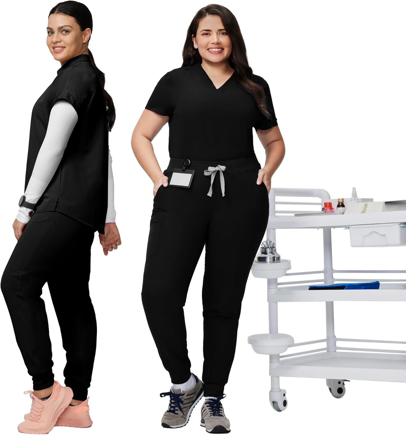 Kitmaz Medical Scrub Pants for Women - Mid Rise 4-Way Stretch Anti-Wrinkle Slim Fit Jogger Pants, Drawstring & 5 Pockets - Image 2