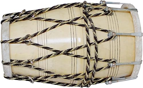 CUERDA DE TAMBOR ESPECIAL DHOLAK + PERNO AFINADO NATURAL COLOR MADERA POLICO HECHO A MANO INDIAN SPL