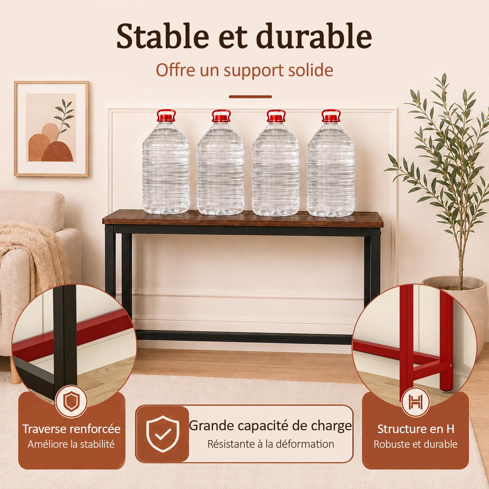 Table Console Derrière Canapé, Console Étroite, Gain de Place
