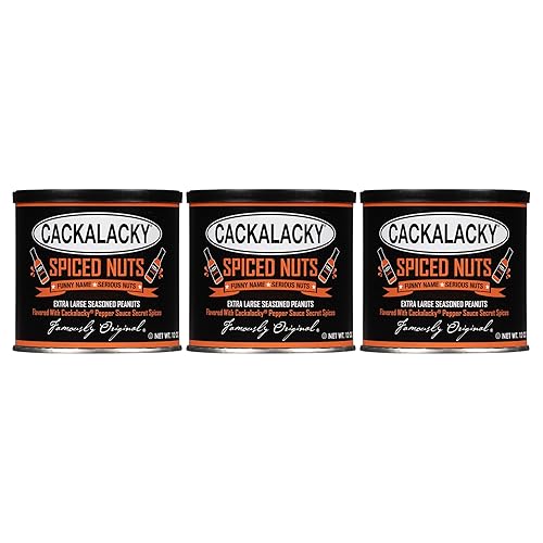 Cackalacky Cacahuetes especiados famosamente originales, 12 onzas, cacahuetes tostados cultivados en NC, perfectos para cerveza, aperitivos de