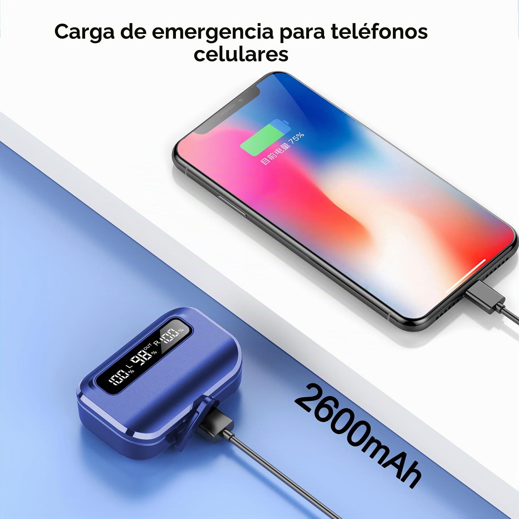Auriculares Inalámbricos Bluetooth, Auriculares Bluetooth 5.3 con cancelación de Ruido y 4 micrófonos, 128H Deportivos Cascos, 2026 Nuevos Auriculares IP7 Resistente al Agua con Pantalla Digital LED