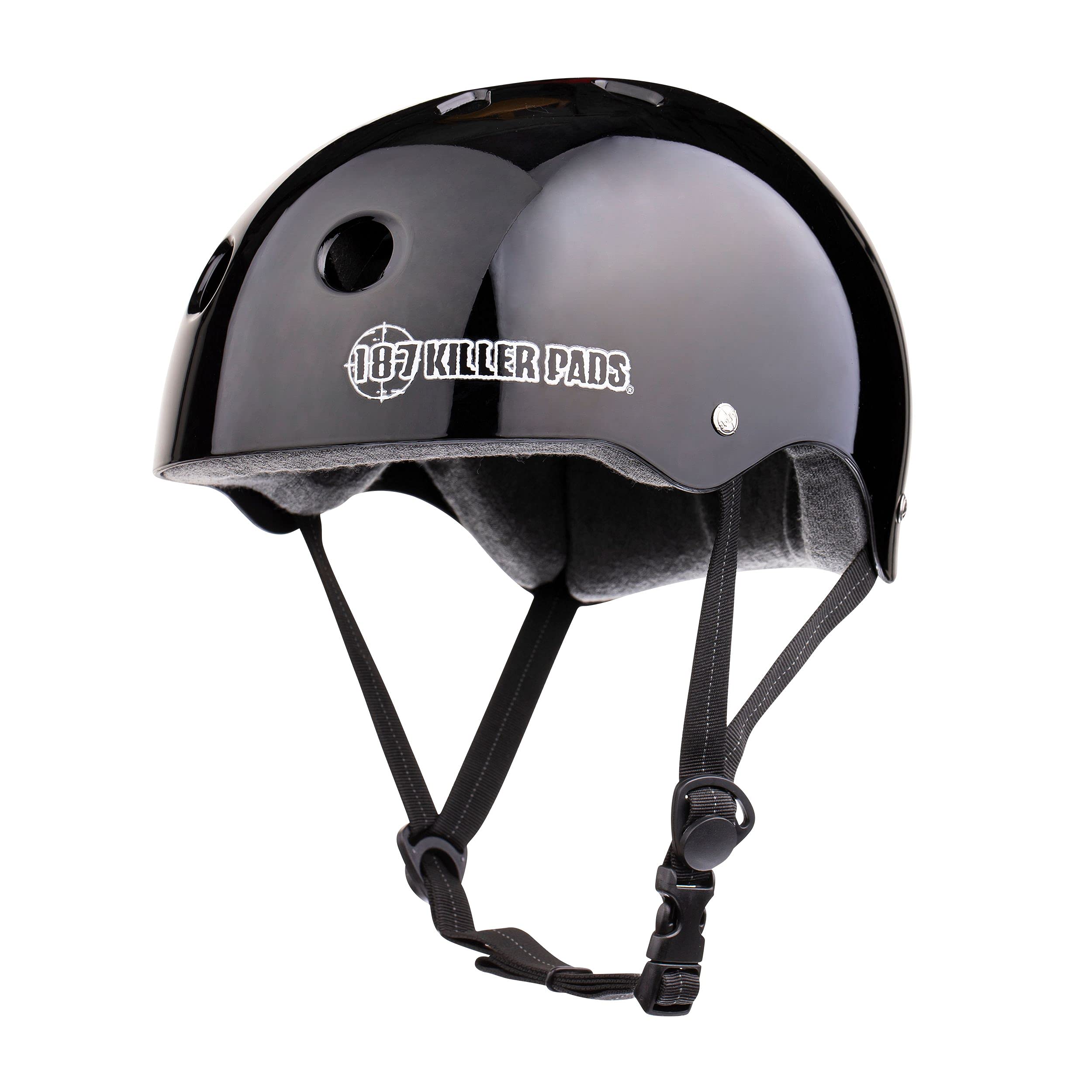 187 KILLER PADSPro Skate Helmet with Sweatsaver Liner, Black Glossy, X-Large