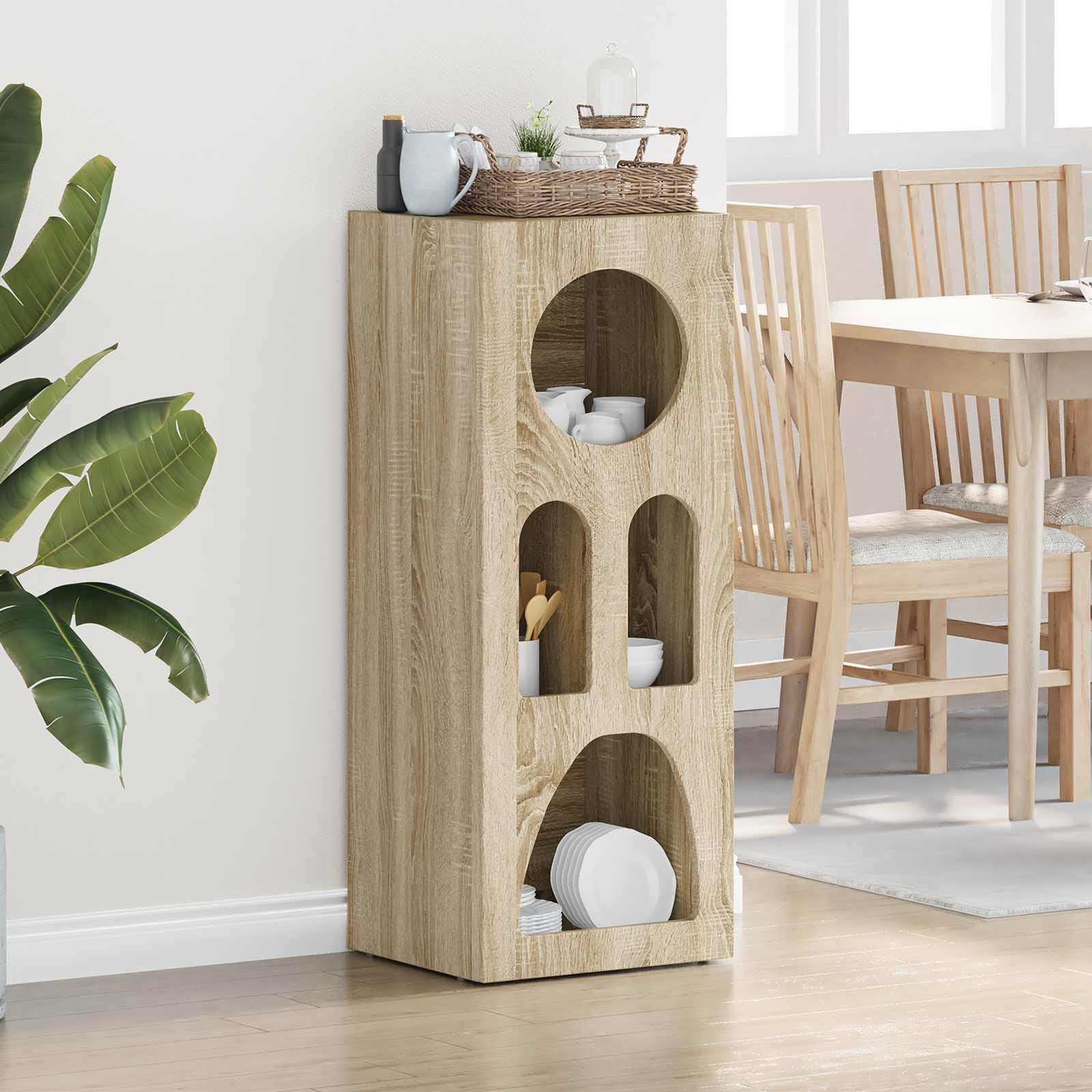 Elst - Aparador auxiliar para cocina, comedor, salón, roble sonoma, 40 x 35 x 100,5 cm