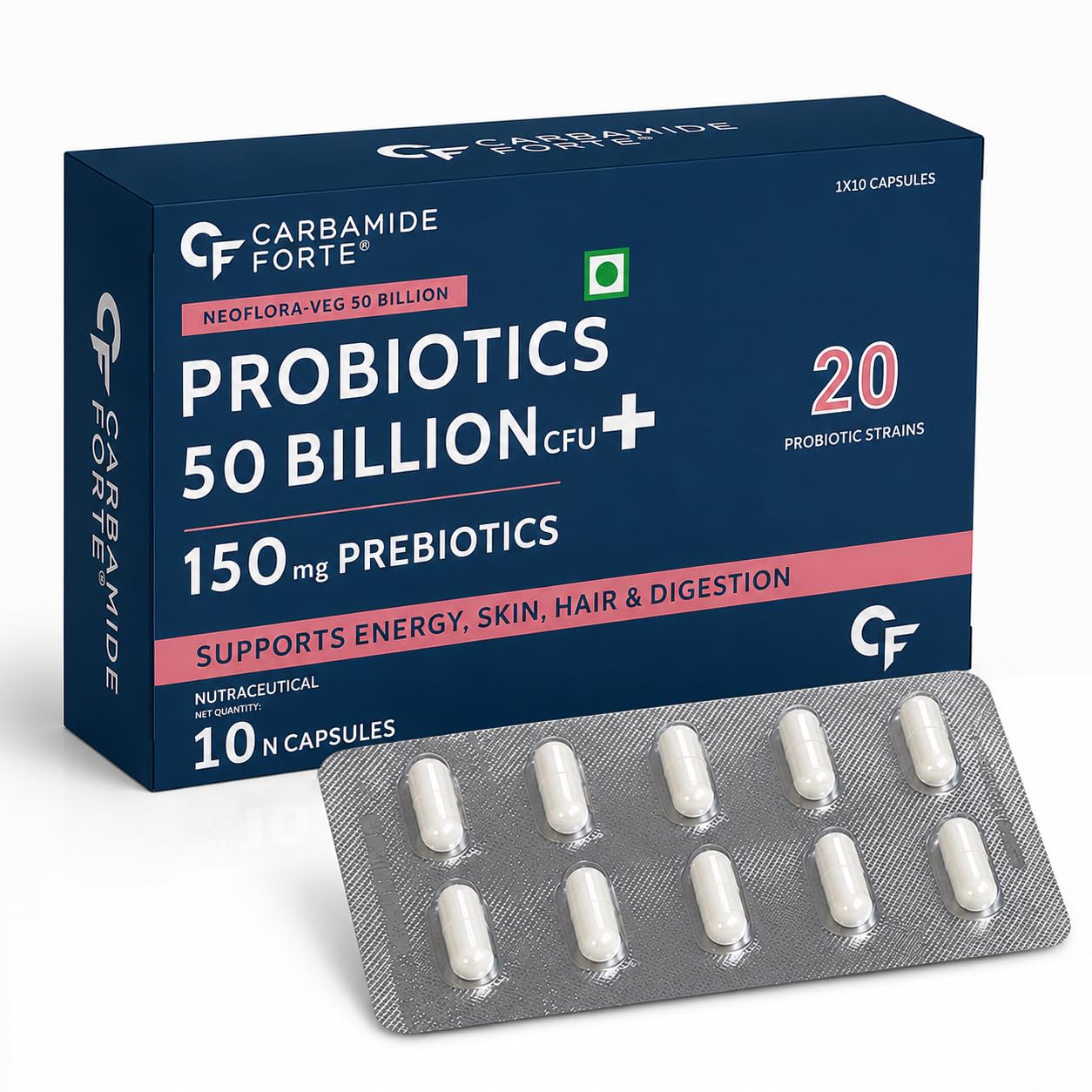 [BRSRGBQYOJ5Q2AY4] Carbamide Forte Probiotics Supplement 50 Billion CFU Gut Health Supplements with Probiotic - Gut Cleanse with Prebiotics and Probiotics – 10 Capsules