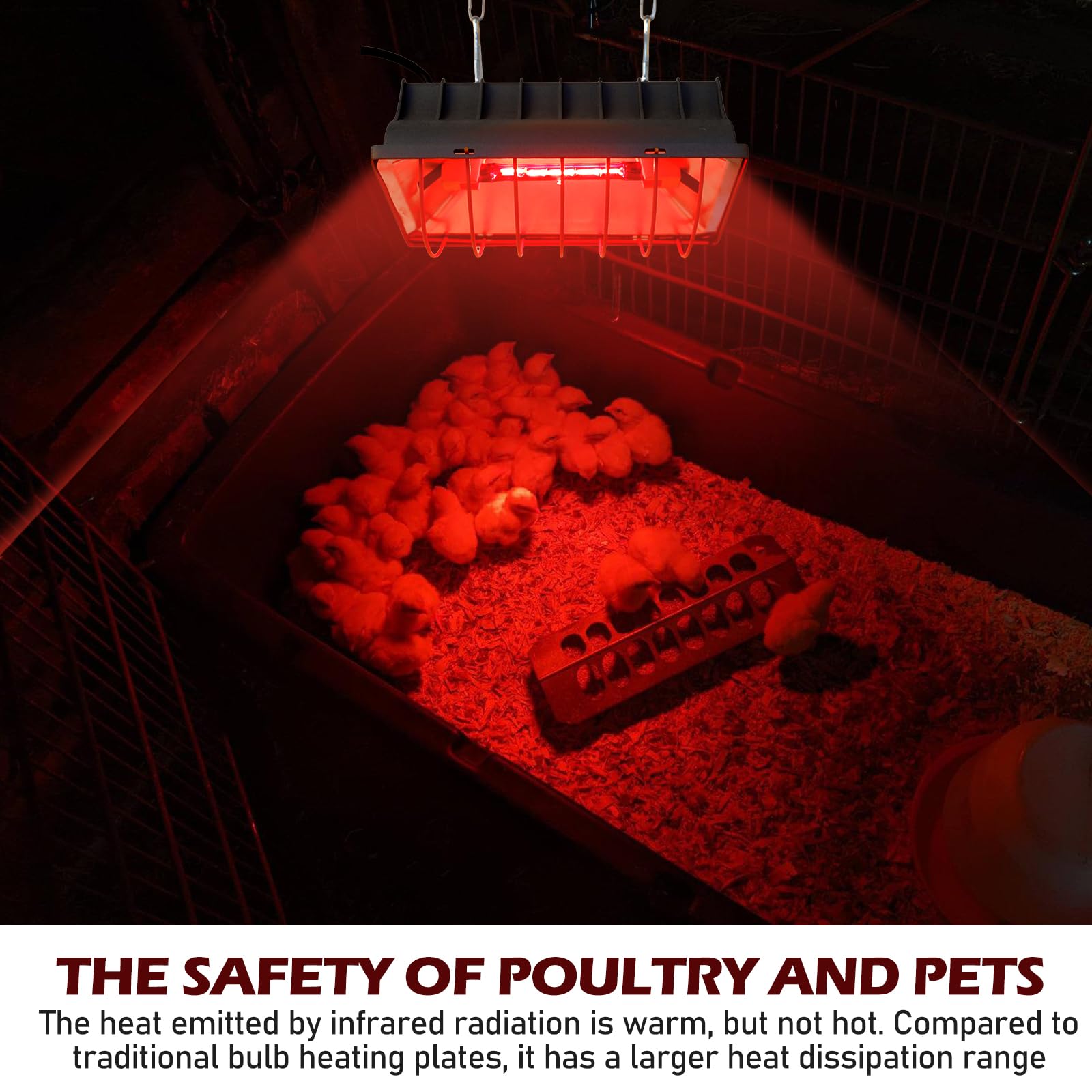 Lámpara de luz roja y lámpara de calor para pollitos, lámpara de calor para pollos, lámpara de luz roja y lámpara de calor para patos, calentador de 175W para gallinero, lámpara de calor para animales