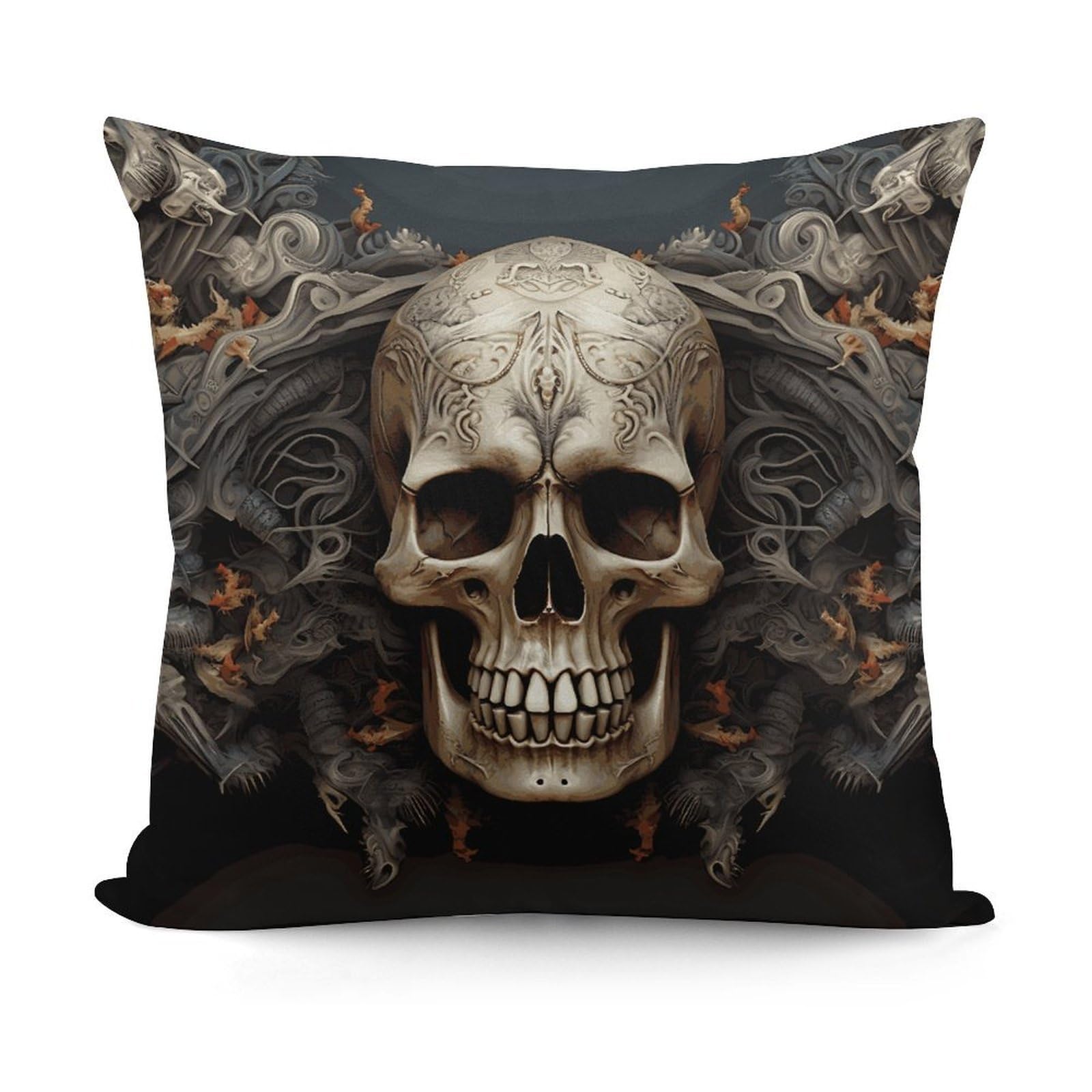 FekiLoot Skulls Throw Pillow Cover Cozy Plush Cushion Case Soft Decorative Pillow Cover Square Cushion Covers Modern Pillowcase for Sofa Living Room Couch Bed Home Decor 18x18 Inch