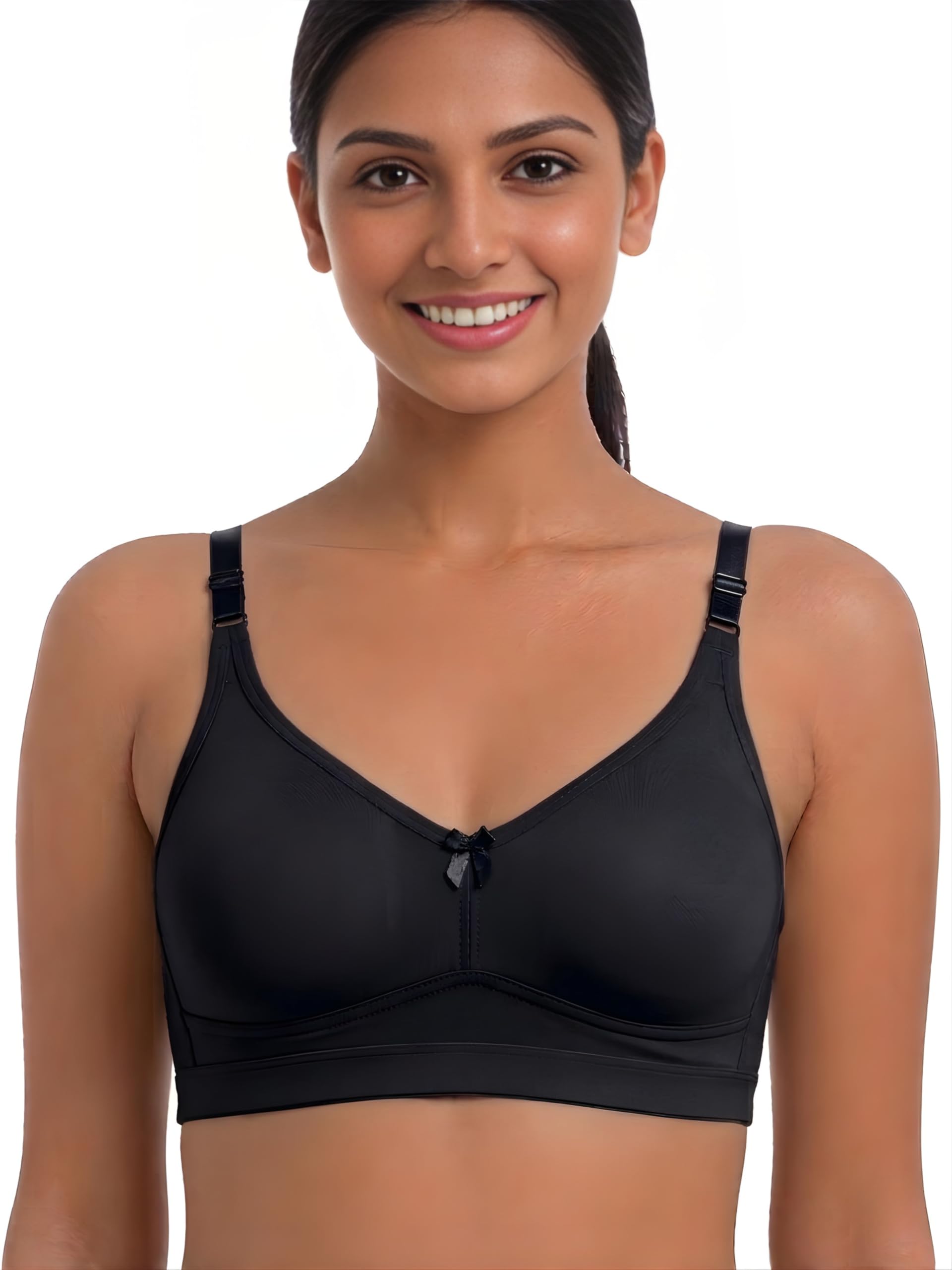 yuneek Women’s Full Coverage Everyday Bra | Non-Padded Non-Wired | Seamless T-Shirt Bra for Women | Soft Cotton Blend | Adjustable Straps | Comfortable-picture-31