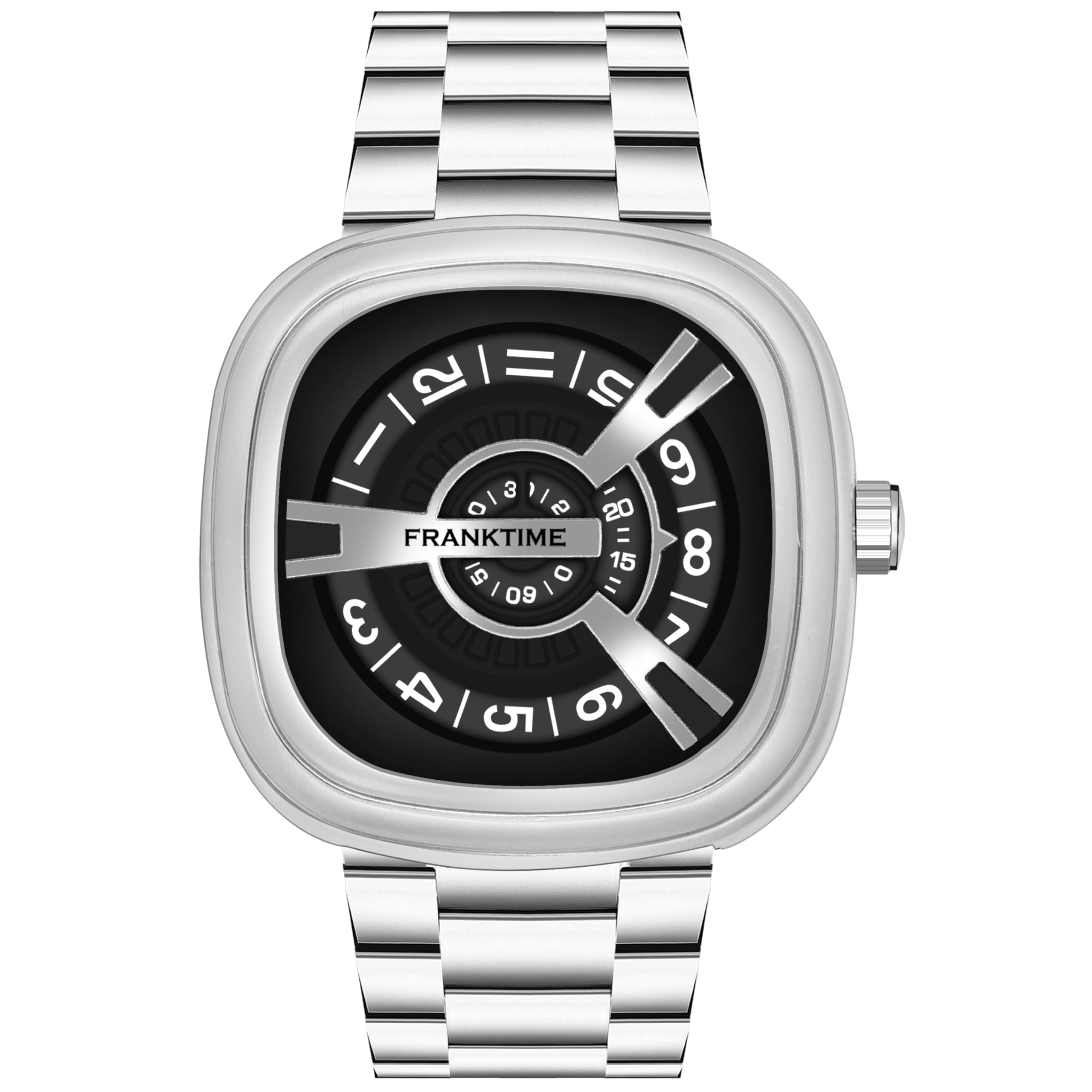 Franktime - Flying Disc Luxury and Premium Edition Analog Watch for Mens and Boys | Black Dial and Silver Adjustable Chain Strap Wrist Watch for Men (B0D6Z56Y97) Amazon Price History, Amazon Price Tracker