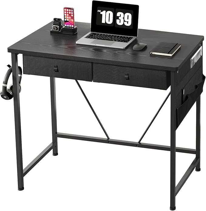 Amazon.com: Maihail Maihail Small Desk with Drawers, 31.5 inch Small ...