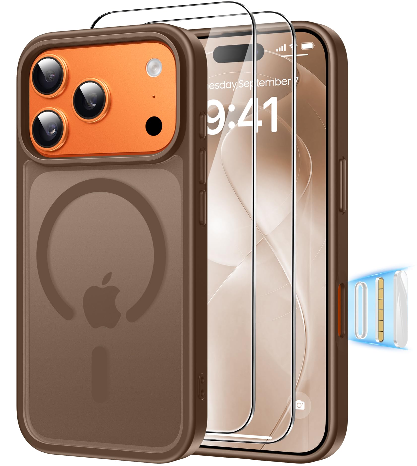 Magnética Funda para iPhone 17 Pro Compatible MagSafe con 2 Cristal Templado, Control de Cámara, Protección Carcasa Antigolpes Anti-Amarillo Tapa Case iPhone 17 Pro, Transparente — view 34