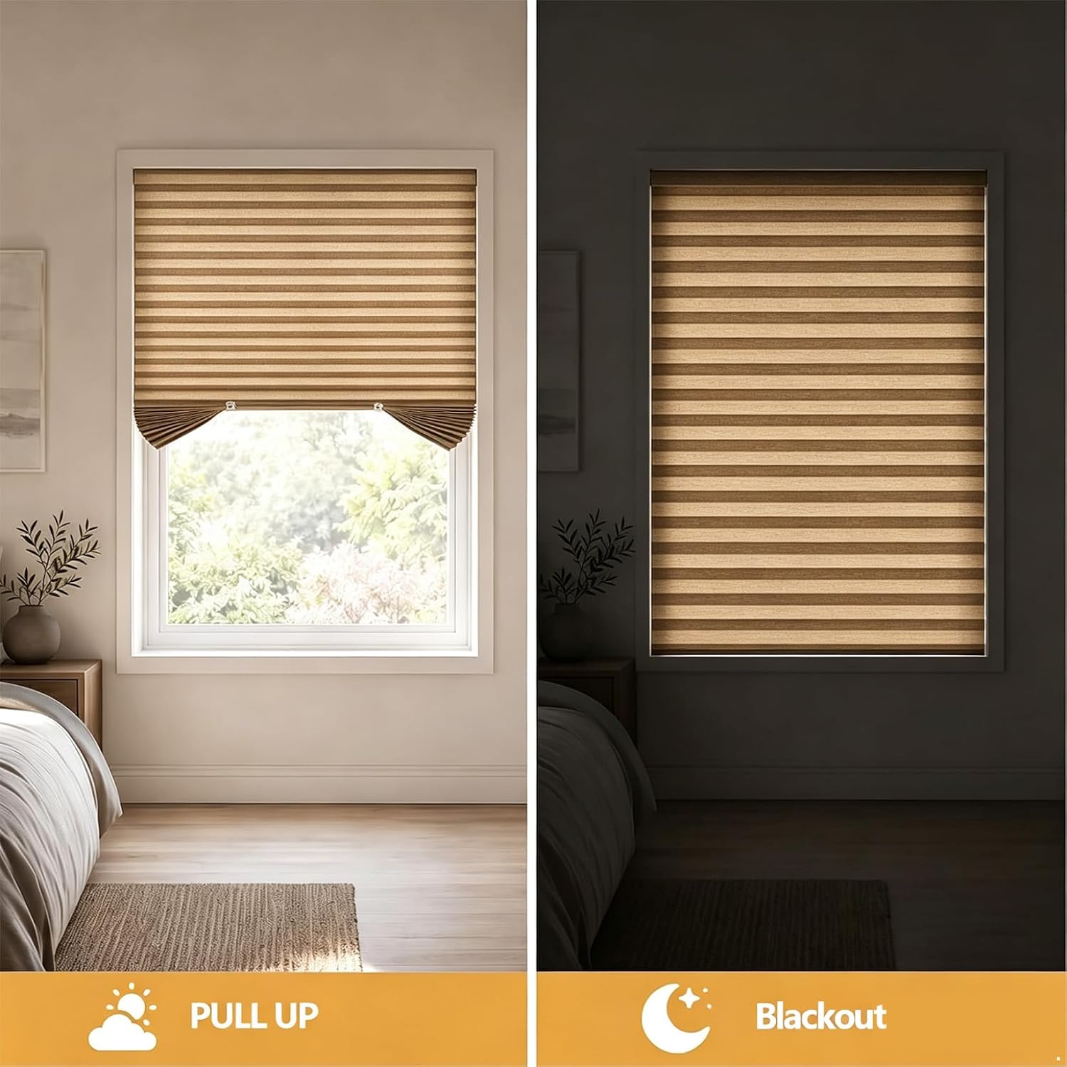 Pleated Paper Blinds Stick On Blinds for Windows Coffee 24x71 Inch